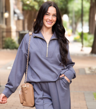 Butter Soft Quarter-Zip Top, Slate Blue