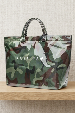 ETA 9/30-10/14 Camo Print Vinyl TOTE BAG