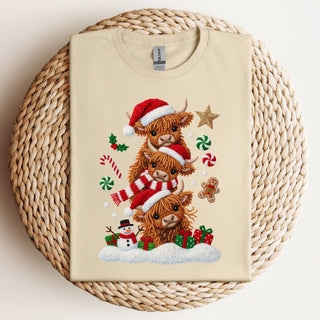 Faux Yarn Cow Trio Tshirt