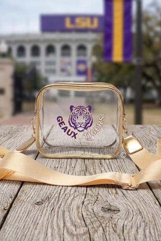 Geaux Tigers Gold Clear Crossbody Bag