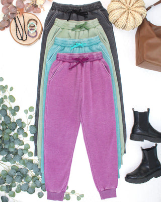 IN STOCK Vintage Wash Joggers - Olive