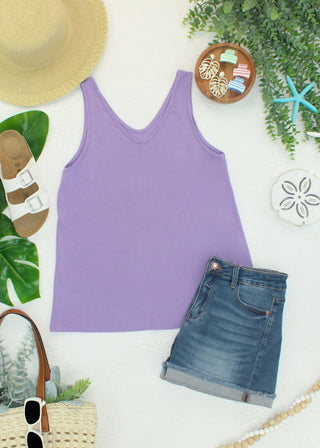 IN STOCK Vera V Neck Tank - Lavender