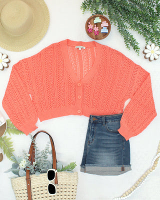 IN STOCK Callie Cropped Cardigan - Melon FINAL SALE