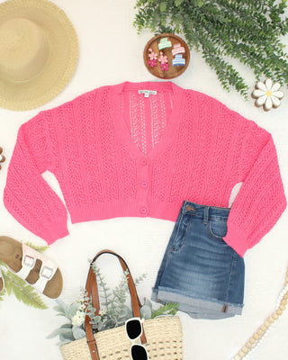 IN STOCK Callie Cropped Cardigan - Pink FINAL SALE