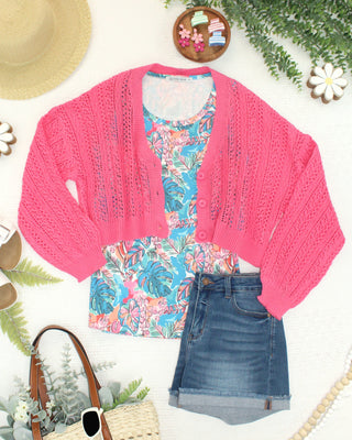 IN STOCK Callie Cropped Cardigan - Pink FINAL SALE