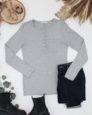IN STOCK Georgia Long Sleeve Top - Light Grey