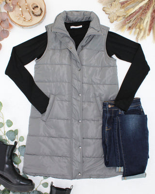 09.09 EN ROUTE Harlow Long Vest - Grey