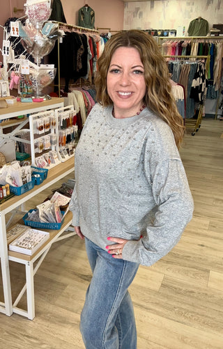 Grey Embellished Sweater