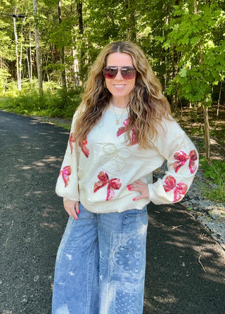Bows & Pearls Cloud Soft Sweater