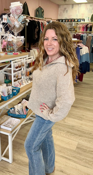 Beige Half Zip Pullover