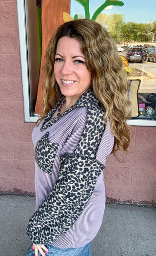 Lavender and Leopard Top