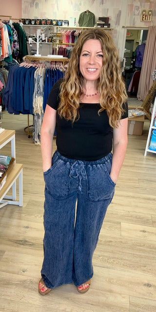 Mineral Wash Wide Leg Pant
