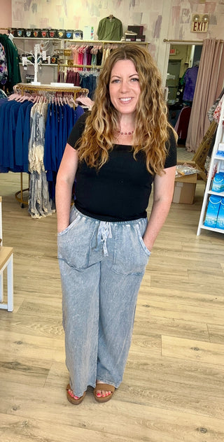 Mineral Wash Wide Leg Pant