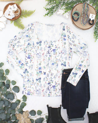 08.21 EN ROUTE Alyssa Long Sleeve Top - Olive Meadow