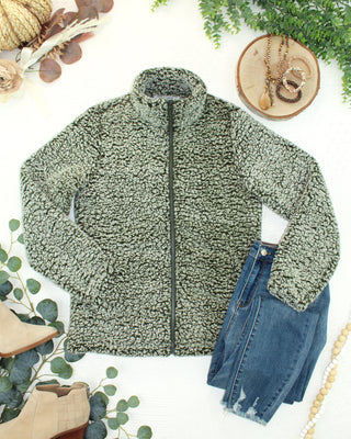 09.09 EN ROUTE Two Tone Fullzip Sherpa - Olive and White
