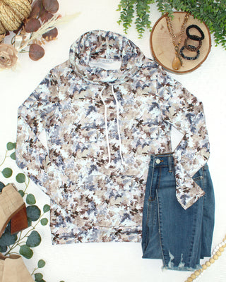 IN STOCK Soft Funnel Neck - Neutral Leaves