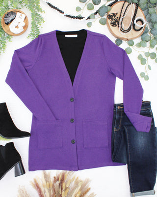 IN STOCK Cori Cardigan - Heathered Purple FINAL SALE