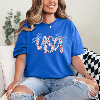 USA Floral Bow T-Shirt