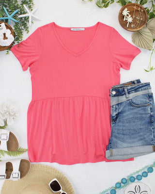 IN STOCK Sarah Ruffle Short Sleeve - Sun Kissed Coral FINAL SALE