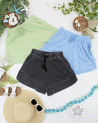 IN STOCK French Terry Stevie Shorts - Dusty Blue