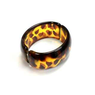 Tortoise Spotted with Gold Lining – Vintage Lucite Clamper Bracelet
