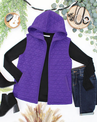 08.21 EN ROUTE Heather Geometric Hooded Vest - Purple