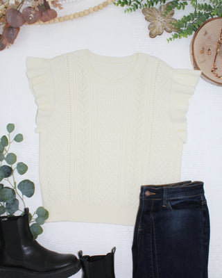 IN STOCK Felicity Flutter Sweater Top - Ivory